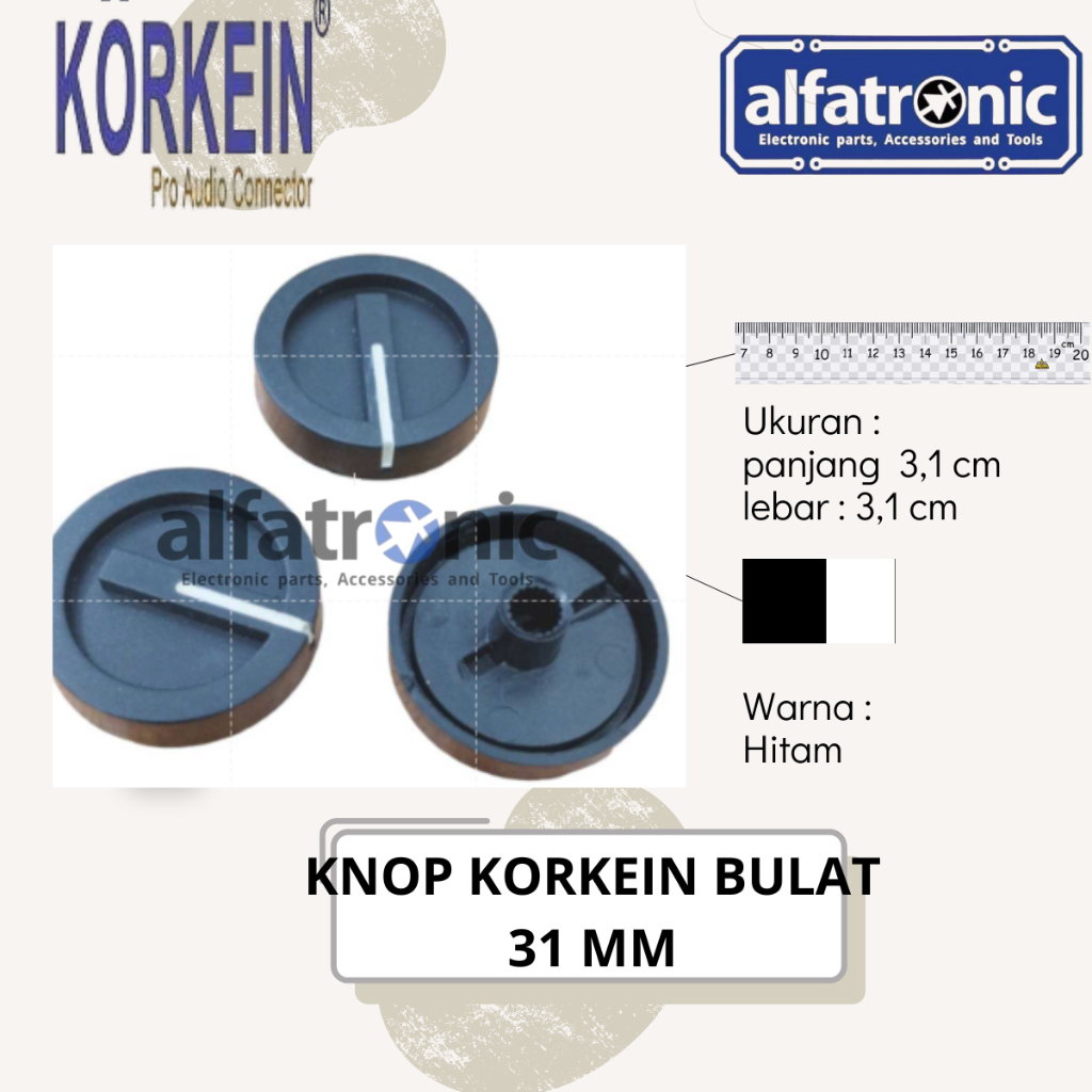 KNOP KORKEIN BULAT 31 MM HITAM / KNOP CA Box CA PLAT CA KNOP BULAT HITAM