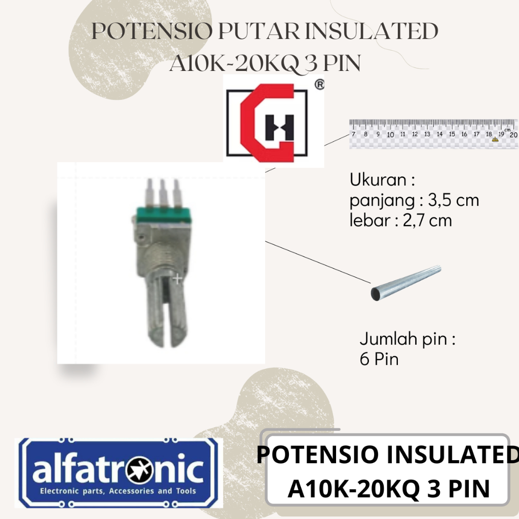 POTENSIO PUTAR INSULATED GH RV097NHA-A10K-20KQ-7M 3PIN STDR - 1