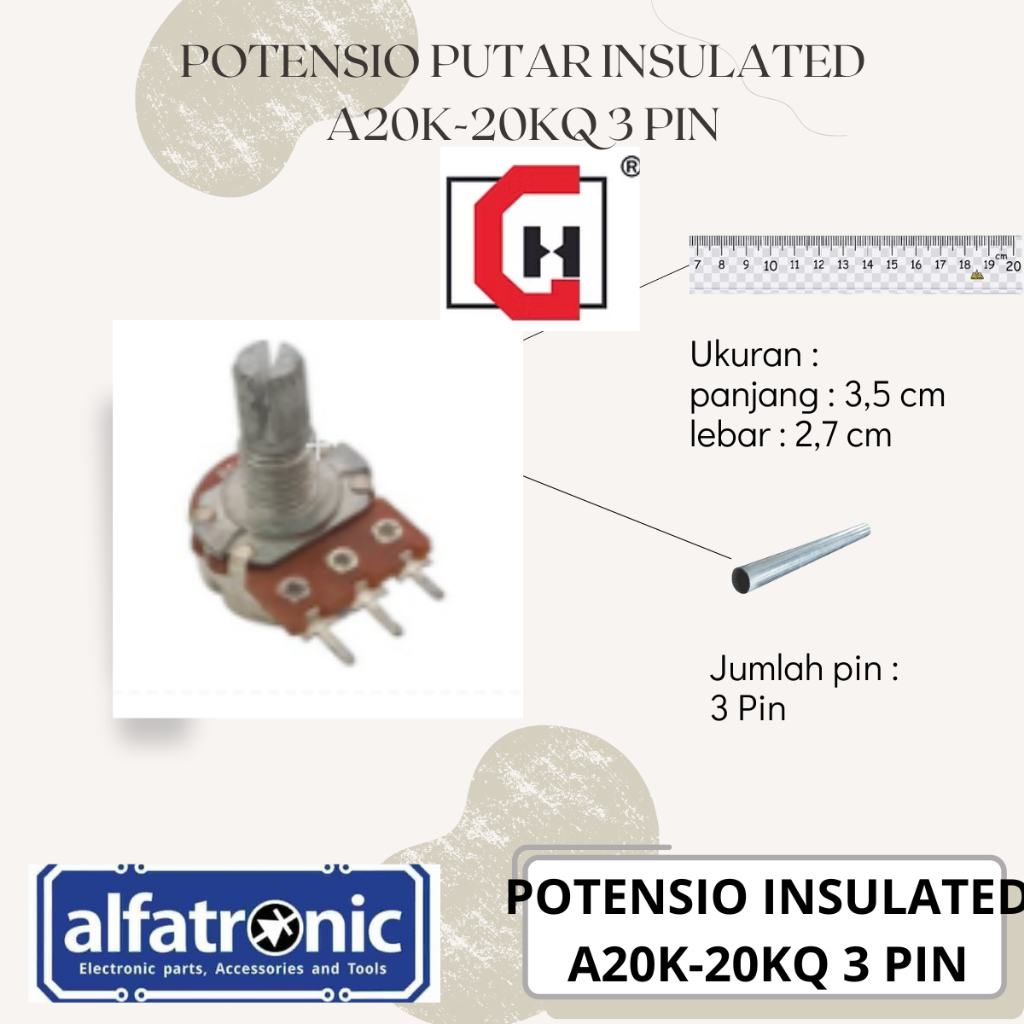 POTENSIO PUTAR INSULATED GH RV097NHA-A20K-20KQ-B 7M 3 PIN STDR - 1