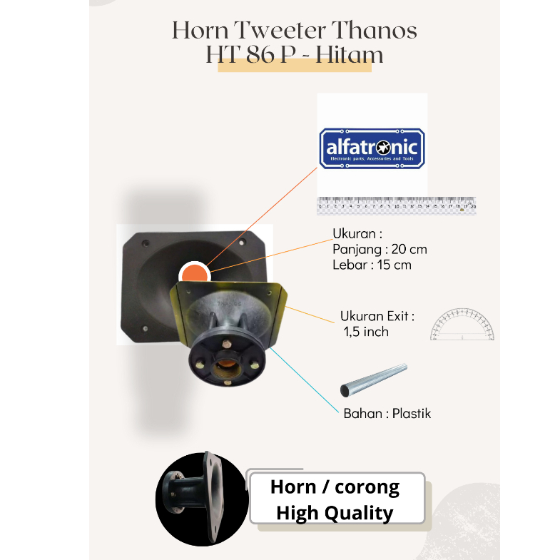 HORN TWETER THANOS HT 86P BLACK UKURAN 15x20 CM - 1