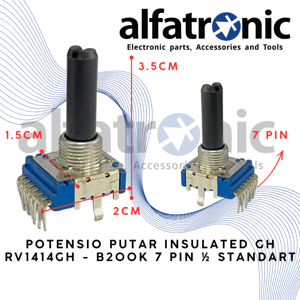 POTENSIO PUTAR INSULATEDGH RV1414GH-B200K-6PIN DRAT 1/2 STANDART thumbnail 2